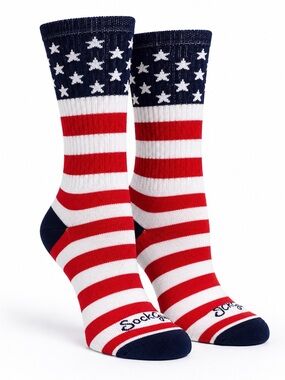 SockGuy USA Flag Crew Socks NWT SM/MD Patriotic Made USA Cycling ⭐